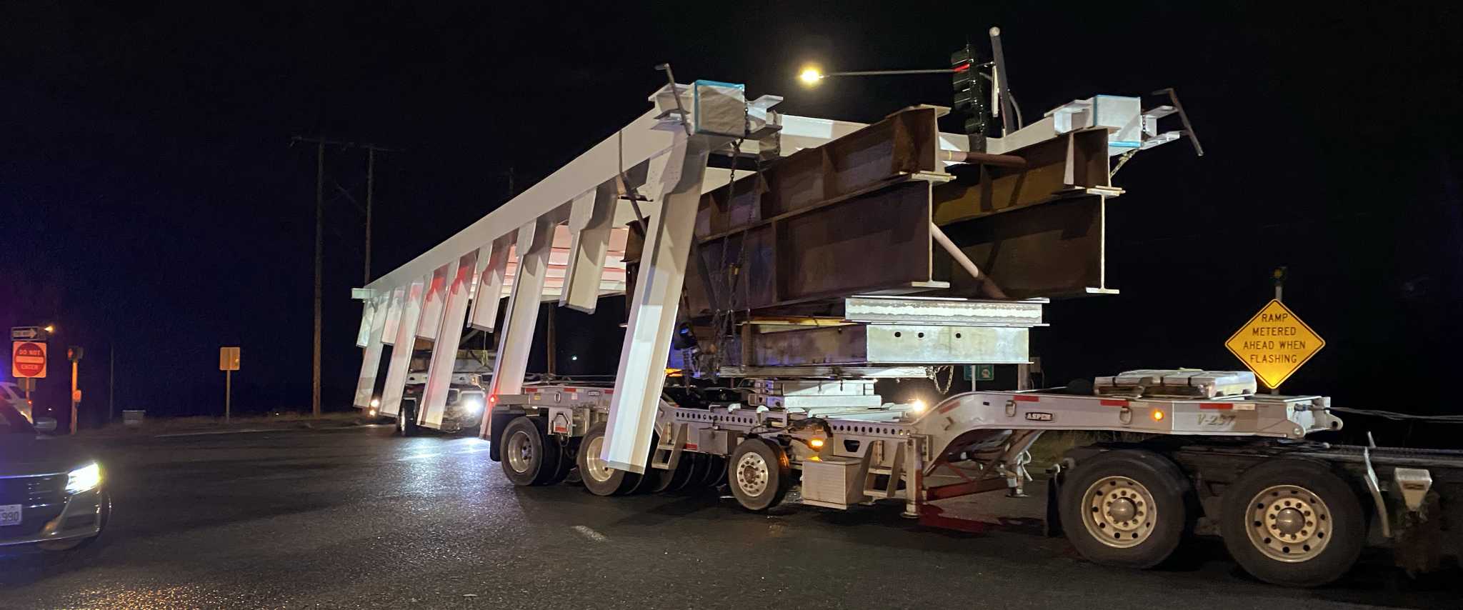 bringing pedestrian bridge parts for Northgate